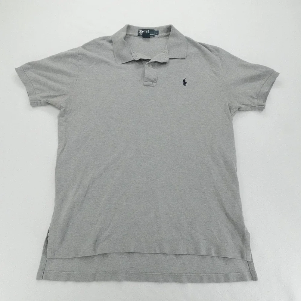 Polo Ralph Lauren Polo Shirt Mens Large Gray Pony Classic Casual Preppy Cotton